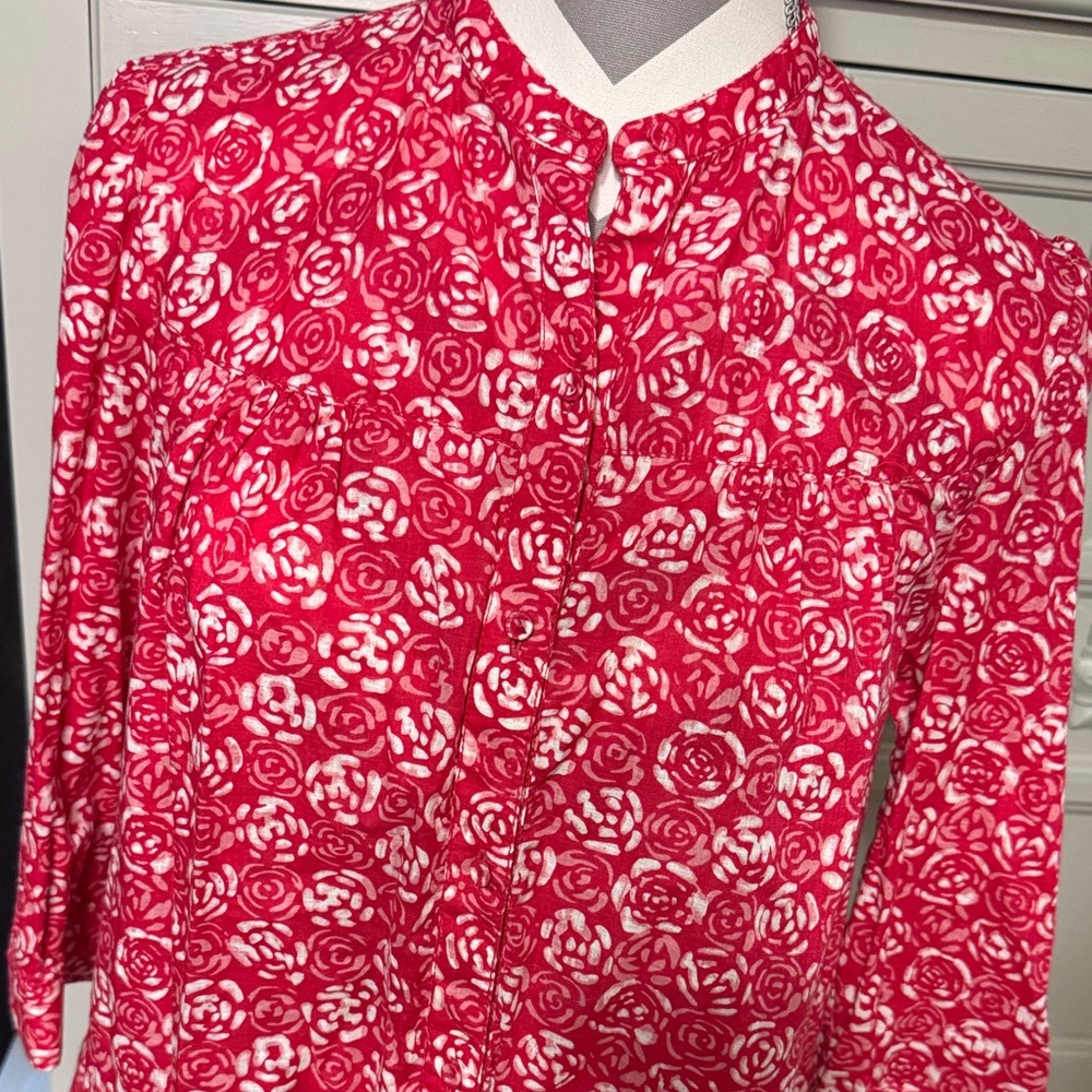 Floral Pink and White Blouse by Liz Claiborne Size Medium - Picture 2 of 12